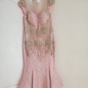 Funda Allure Beaded Lace Sheath Gown Mother of the Groom w/ Train